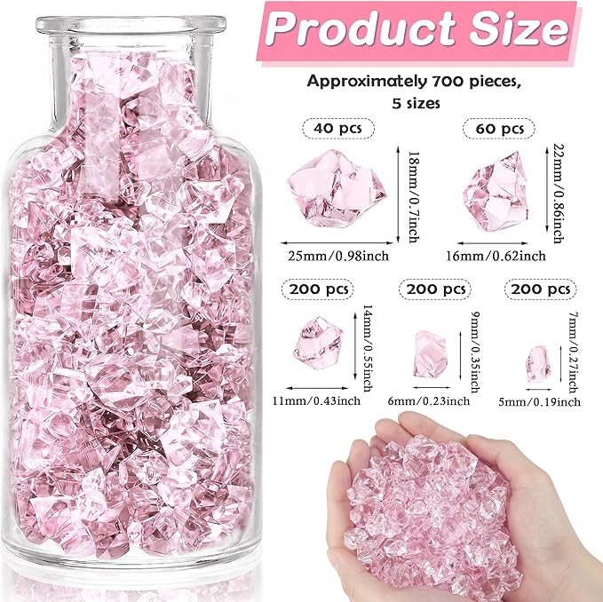 700Pcs Fake Ice Cubes 5 Size Acrylic Ice - Image 2