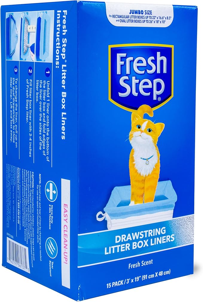 Fresh Step Jumbo Drawstring Cat Litter Box Liners Scented Heavy Duty Kitty - Image 3