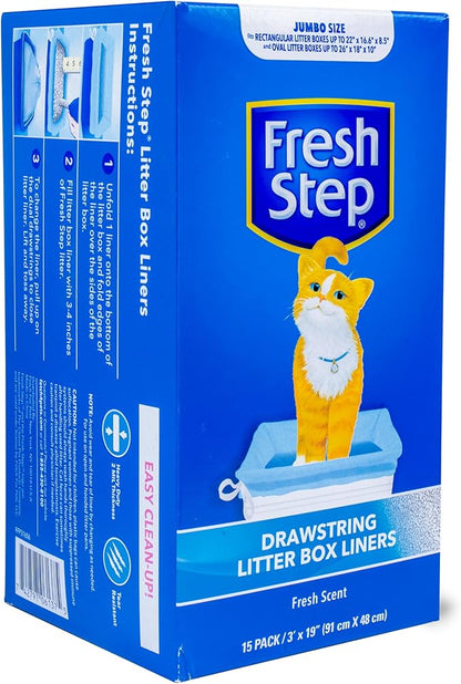 Fresh Step Jumbo Drawstring Cat Litter Box Liners Scented Heavy Duty Kitty - Image 3