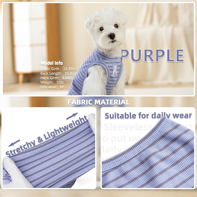 Koneseve Dog Shirts 2 Pack Breathable Sleeveless Vest, Stretchy & Soft - Image 4