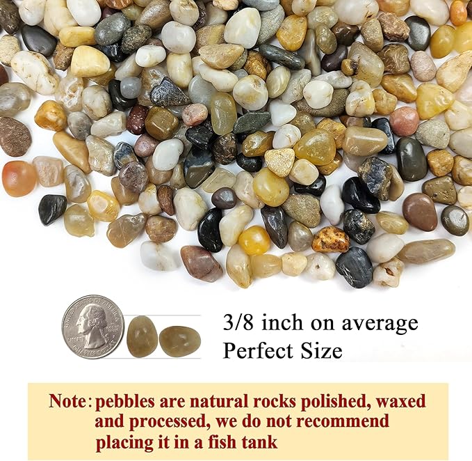 FANTIAN 5 lbs Polished Pebbles, 3/8 Inch Pea Gravel - Image 2