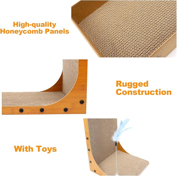 Goosheep 22in L-Shaped Cat Scratcher 2-in1 Scratching Board - Image 6
