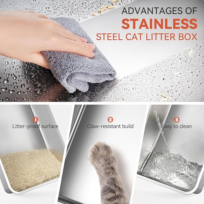 Wooaidagg Enclosed Stainless Steel Cat Litter Box - Image 6