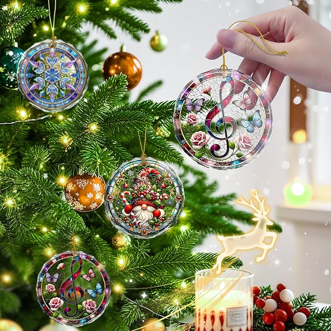 Musical Note Stained Glass Ornament, Christmas Ornament, Christmas Decorations - Image 4