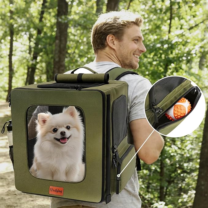 Vivifying Dog Backpack Carrier, 16.5"×15"×10.6" Breathable Pet Backpack - Image 7