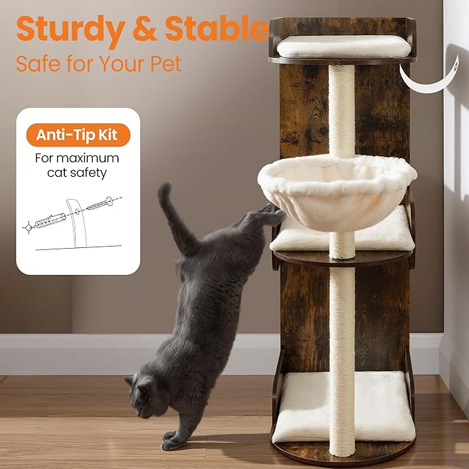 Modern Wood Cat Tree Tower for Indoor Large Cats, Cat Scratching Posts - Image 8