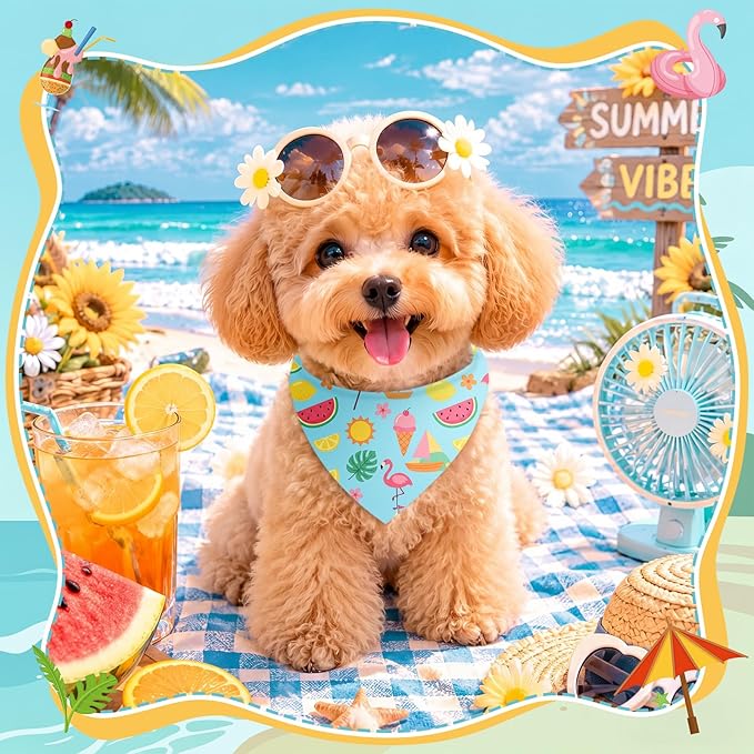 50 Pcs Summer Theme Dog Bandanas Bulk Tropical Bandanas - Image 2