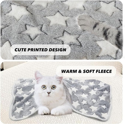 1 Pack 3 Puppy Blankets Super Soft Warm Sleep Mat Grey Cute Print Fluffy Fleece - Image 2