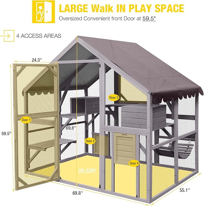 Aivituvin Catio Outdoor Cat Enclosure Large Cat Run - Image 8