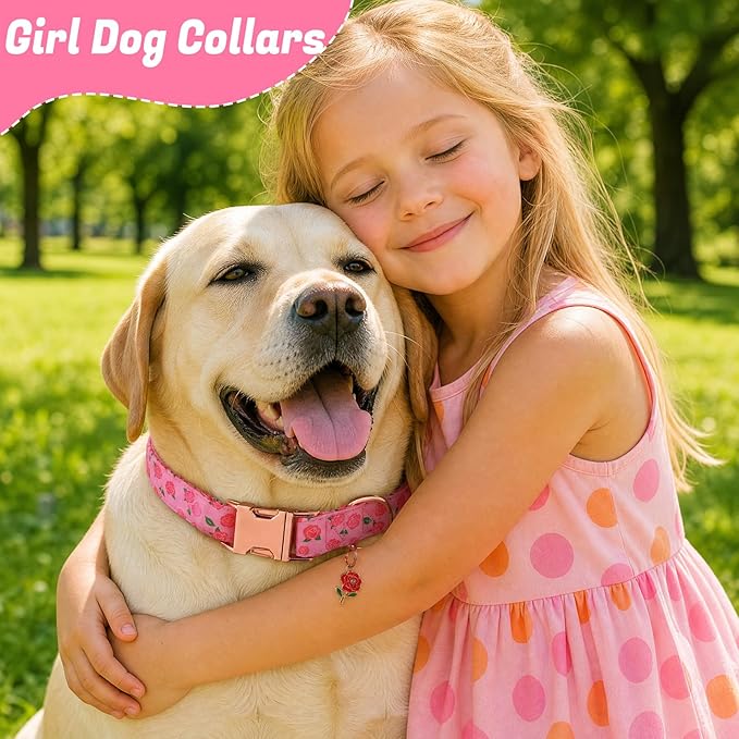 3 Pack Floral Dog Collars for Large Dogs Pink Dog Collar - Image 5