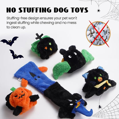 Nocciola 5 PCS Halloween Dog Squeaky Toys, No Stuffing Plush Dog Toys - Image 2