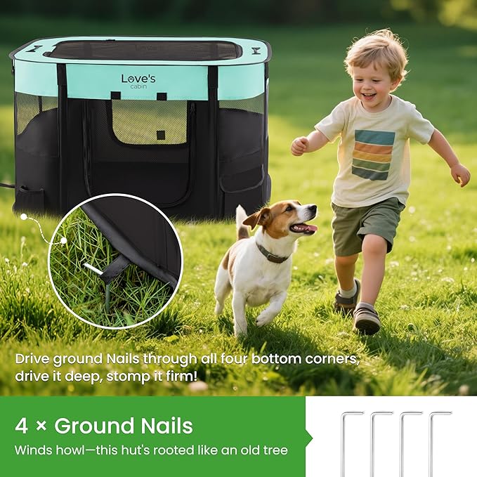 Love's Cabin Medium Dog Tent Crate, Portable Foldable Pop Up Dog Kennel Playpen - Image 5
