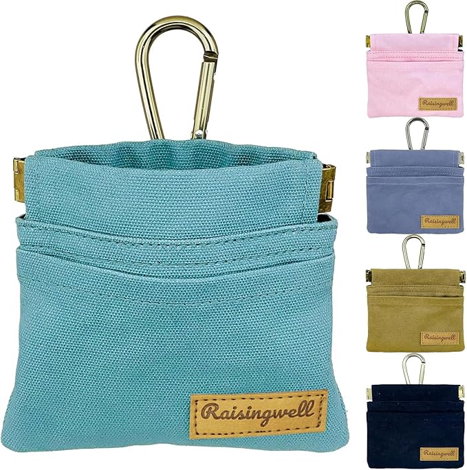 Raisingwell Dog Treat Pouch, Cotton Fabric, Hand Free Dog Walking Bag by Raisingwell