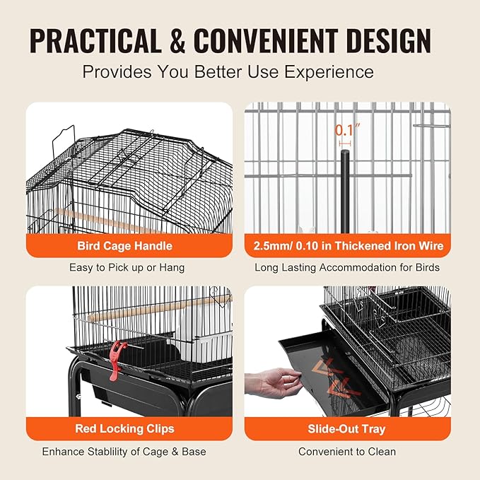 VEVOR 64-inch Open Top Large Parrot Bird Cage - Image 6