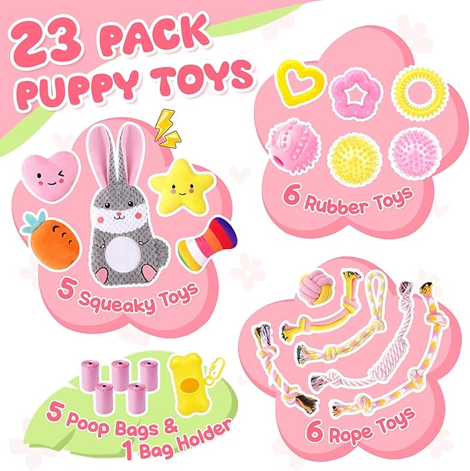 Zeaxuie 23 Pack Pink Puppy Toys - Image 3