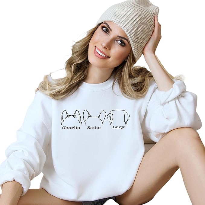 Custom Dog Mom Shirt Personalized Dog Ears Sweatshirt - Image 7