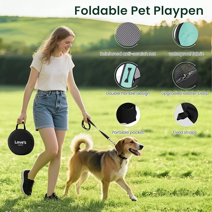 Love's Cabin Medium Dog Tent Crate, Portable Foldable Pop Up Dog Kennel Playpen - Image 3
