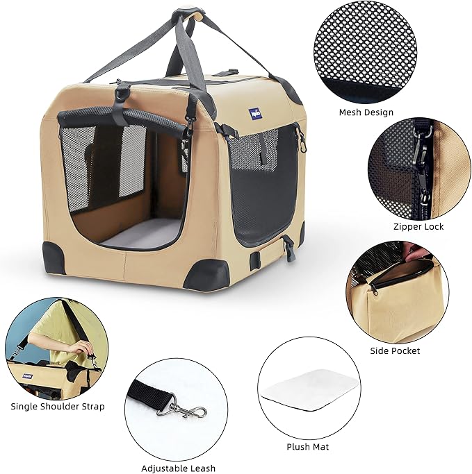 Petprsco Portable Collapsible Dog Crate, Travel Dog Crate 24x17x17 - Image 4