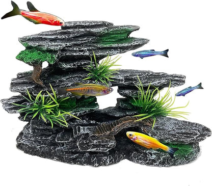 Aquarium Mountain View Stone Ornament Tree Rock Cave Aquarium Decorations by GOLOMOZ