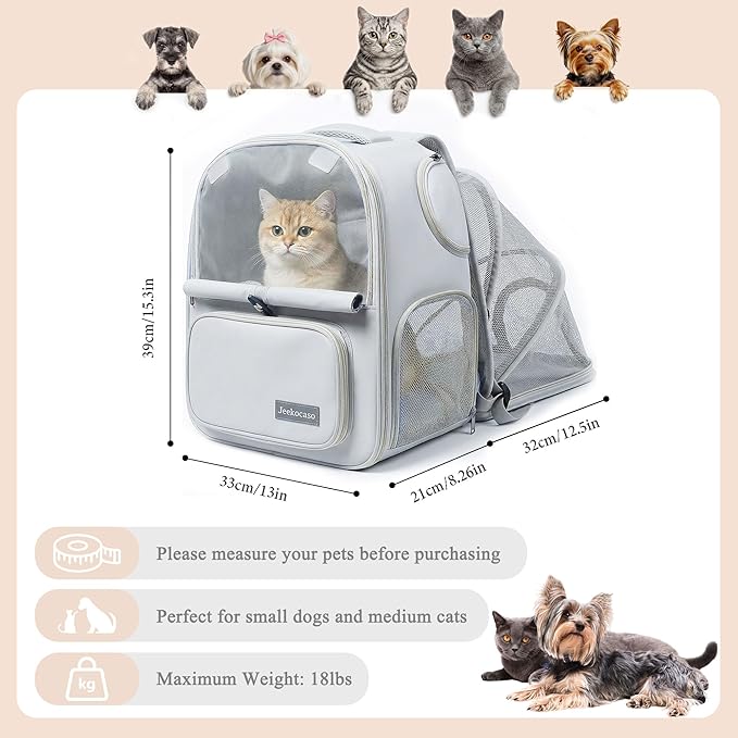Cat Backpack Carrier Expandable, Breathable Mesh & Lockable Zippers & Shaded - Image 2