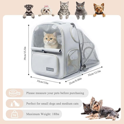 Cat Backpack Carrier Expandable, Breathable Mesh & Lockable Zippers & Shaded - Image 2