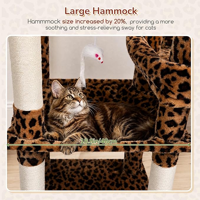 Globlazer Large Perch Leopard Cat Tree, 65in Sturdy Cat Scratching Tree - Image 5