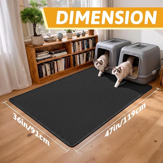 Pieviev Cat Litter Mat Double Layer Waterproof Urine Proof Trapping Mat 1 Pack) - Image 2