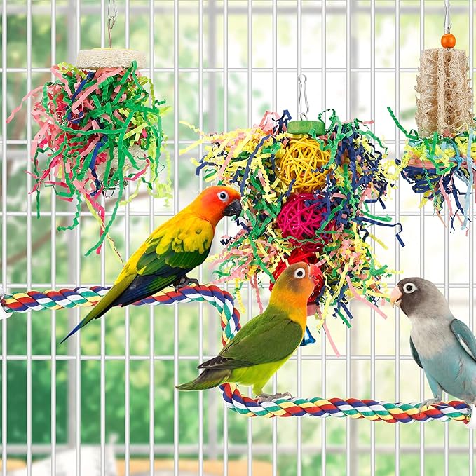 Bird Shredding Foraging Toys Parakeet Toy Chewing Hanging Toy Shredded Paper - Image 2
