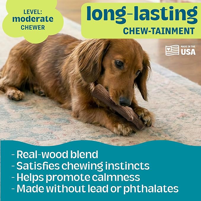 Pupstages Dogwood Dog Chew Toy, Made in the USA – Real-Wood Blend, Natural - Image 4