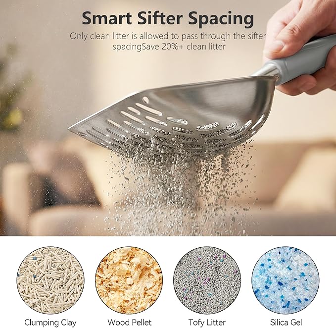 Cat Litter Scoop, Kitty Metal Scooper, Heavy Duty Aluminum Deep Sifter - Image 6