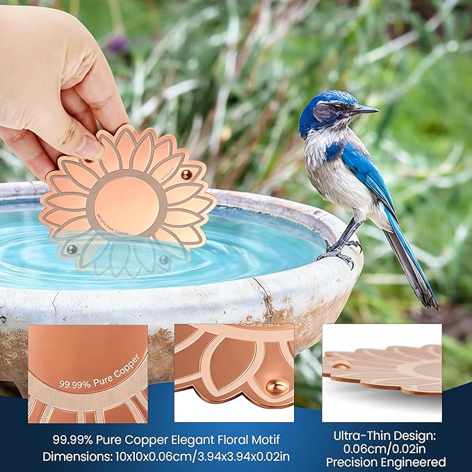 Copper Bird Bath Purification Disk, Outdoor Bird Bowls All-Season - Image 5