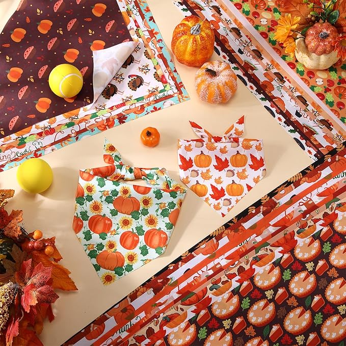 Huhumy 100 Pcs Thanksgiving Fall Dog Bandanas Bulk 3 Sizes Dog Washable Bandana - Image 3
