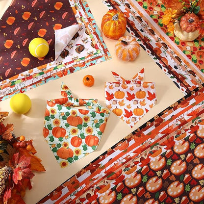 Huhumy 100 Pcs Thanksgiving Fall Dog Bandanas Bulk 3 Sizes Dog Washable Bandana - Image 3