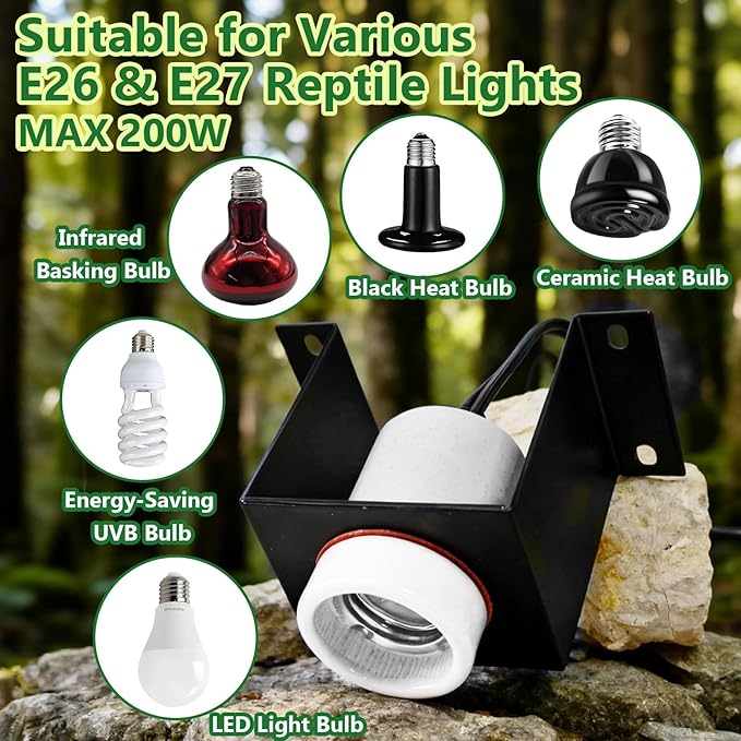 2PCS Reptile Light Fixture, Reptile Terrarium Heat Lamps Holder Bracket - Image 5
