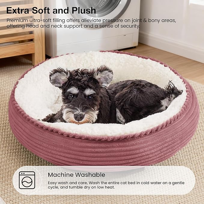 Love's cabin Round Donut Cat and Dog Cushion Bed, 24in Pet Bed - Image 7