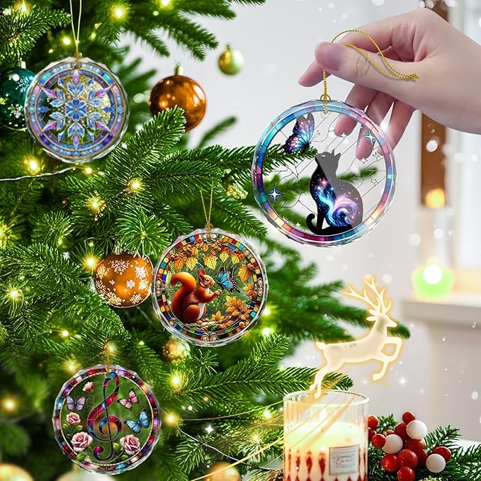 Stained Glass Black Cat Ornament, Cat Christmas Decoration - Image 4