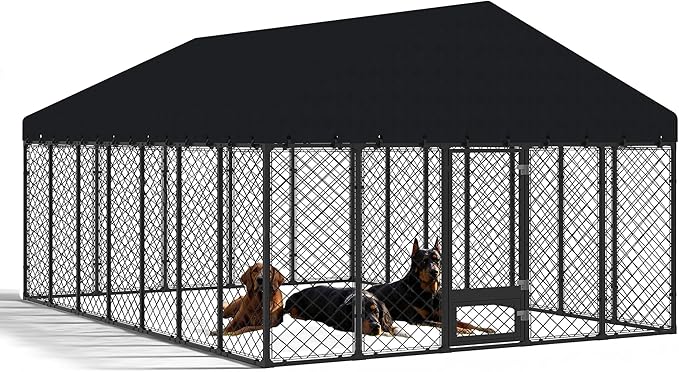 10x14FT Heavy Duty Outdoor Dog Kennel by MASIONBACKYARDS