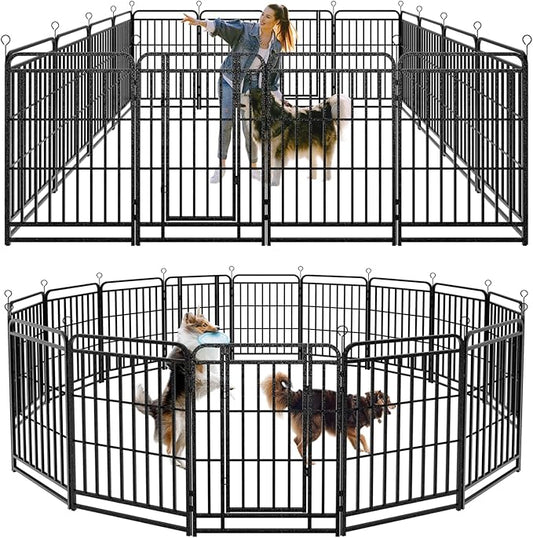 Kfvigoho Heavy Duty Dog Playpen: 16 Steel Panels 40" Height, Square Steel Pipe by Committedtobetterpetlife