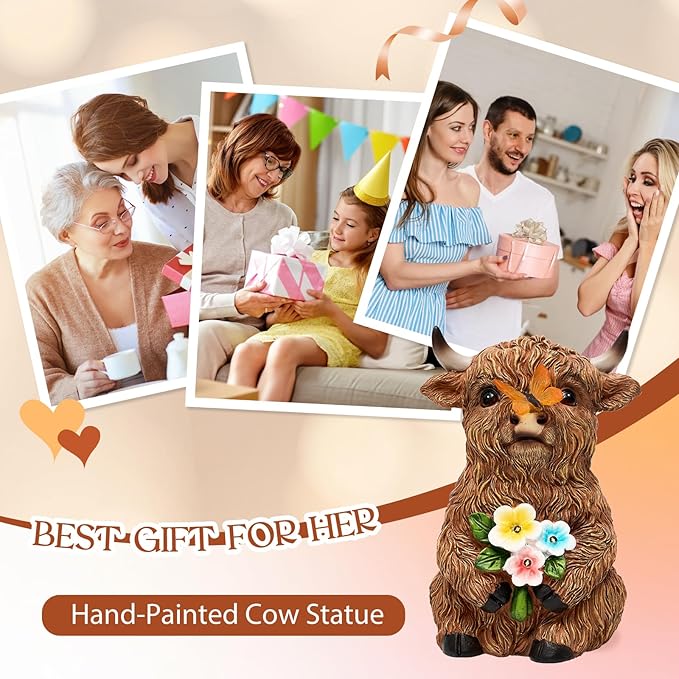 Solar Highland Cow Outdoor Statue, Garden Sculpture - Image 6