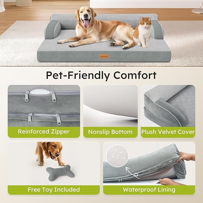 CWAWZ Large Orthopedic Dog Bed, Pet Bed Large Size Dog, Dual-Sided Cooling Beds - Image 5