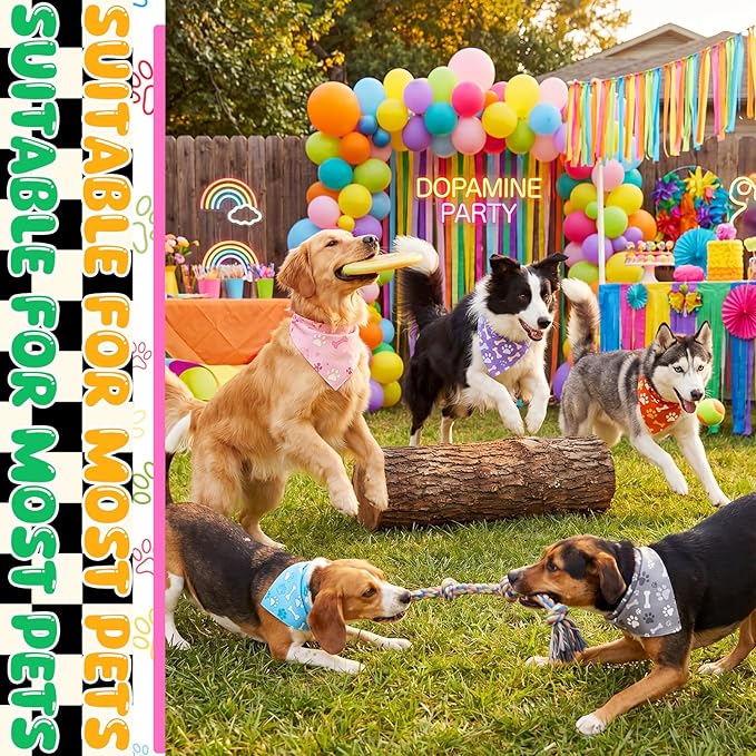 Tallew 60 Pcs Paw Print Dog Bandanas Bulk Summer Colorful Paw Bandanas Charm - Image 5