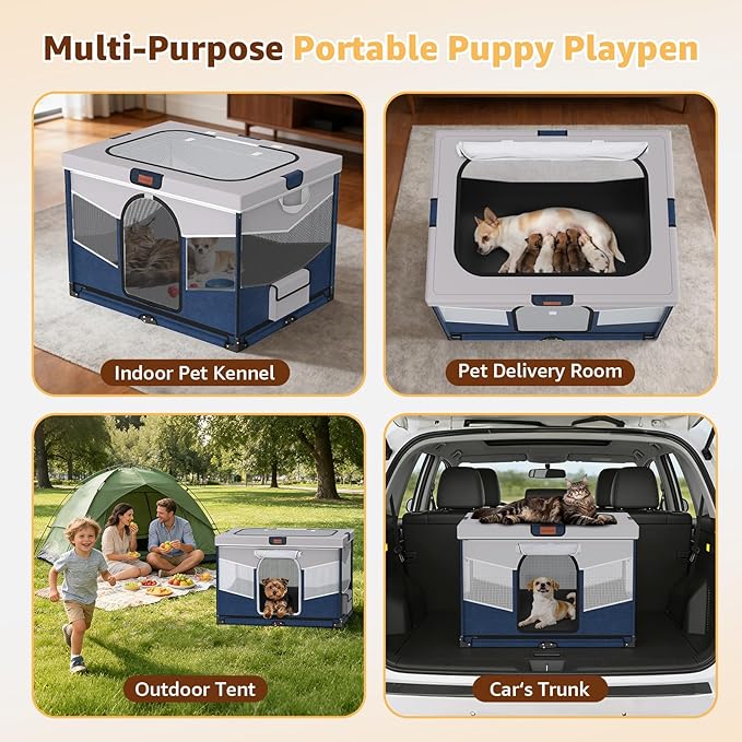 LOOBANI Foldable Dog Playpen for Small Dogs, Indoor/Outdoor Puppy Cat Playpen - Image 8