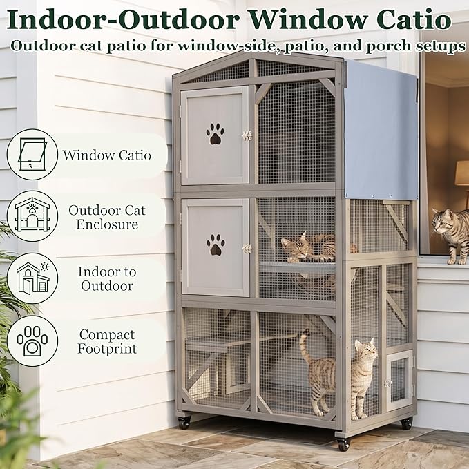 Gowoodhut Catio Outdoor Cat Enclosure 66.2" H Window Catio - Image 6
