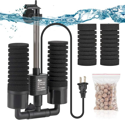 AQQA Aquarium Electric Power Sponge Filter, 3W/5W Silence Submersible Foam by AQQA