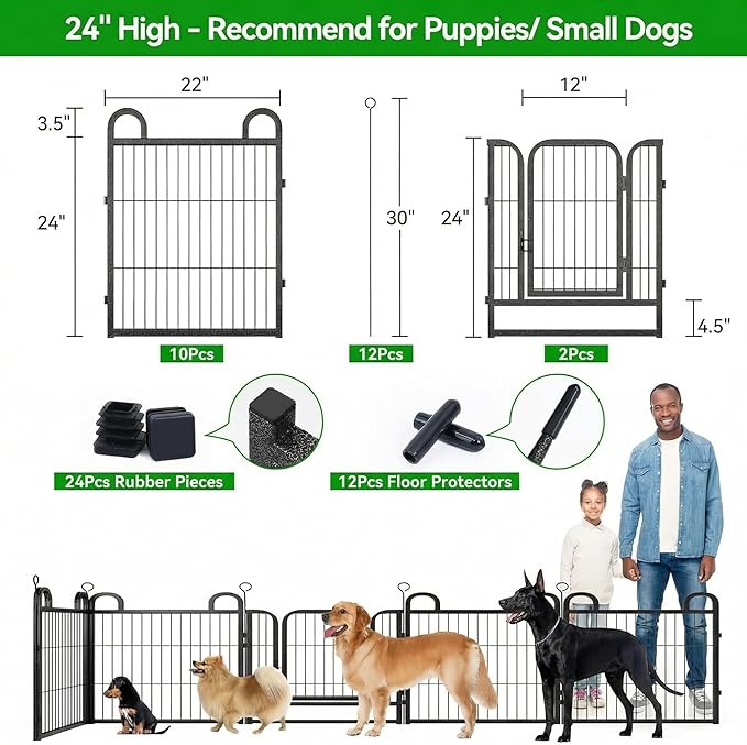 Puppy Playpen 12 Piece Panels Small Dog Fence Outdoor Indoor Use 24" Height - Image 3