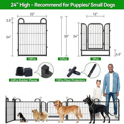 Puppy Playpen 12 Piece Panels Small Dog Fence Outdoor Indoor Use 24" Height - Image 3