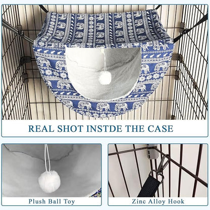 JSPYFITS Cat Cage Hammock with Ball, Double Layer Hanging Adjustable Soft Pet - Image 9