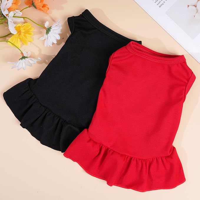 2 Pcs Dog Dress Cute Cat Skirt Solid Color Summer Clothes - Image 4