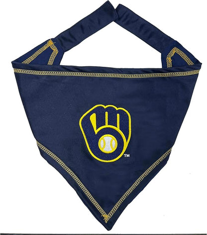 Pets First Milwaukee Brewers TIE Bandana, Small/Medium. Dog Bandana Scarf Bib by PETSFIRST