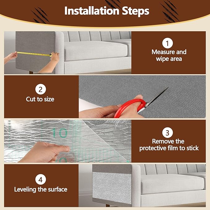 Cat Scratch Furniture Protector, 78.7"x15.8" Self Adhesive Cat Scratch Mat Pad - Image 7